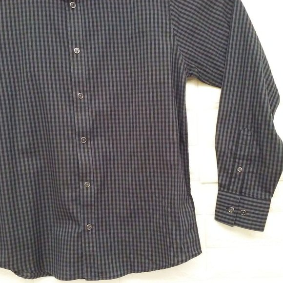 2016 London Fog Check Gingham Shirt Mens Sz-M Grey - Picture 7 of 11